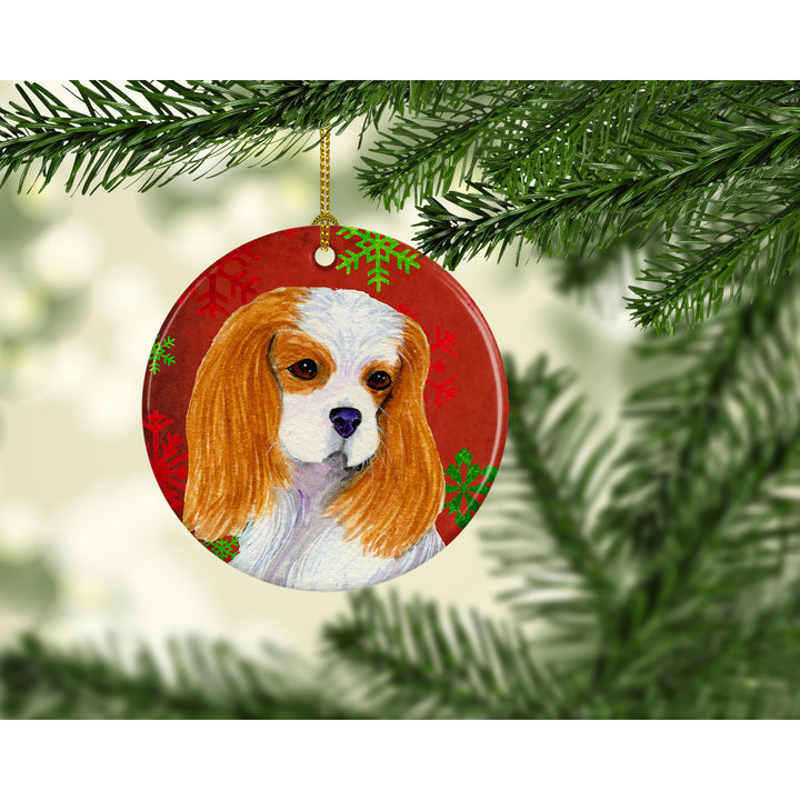 Cavalier Spaniel Red Snowflakes Holiday Christmas Ceramic Ornament SS4734 Image 2