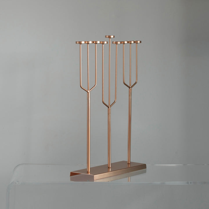 Modern Metal Hanukkah Menorah 9 Branch Tea Light Candle Holders 22.75" W Image 4