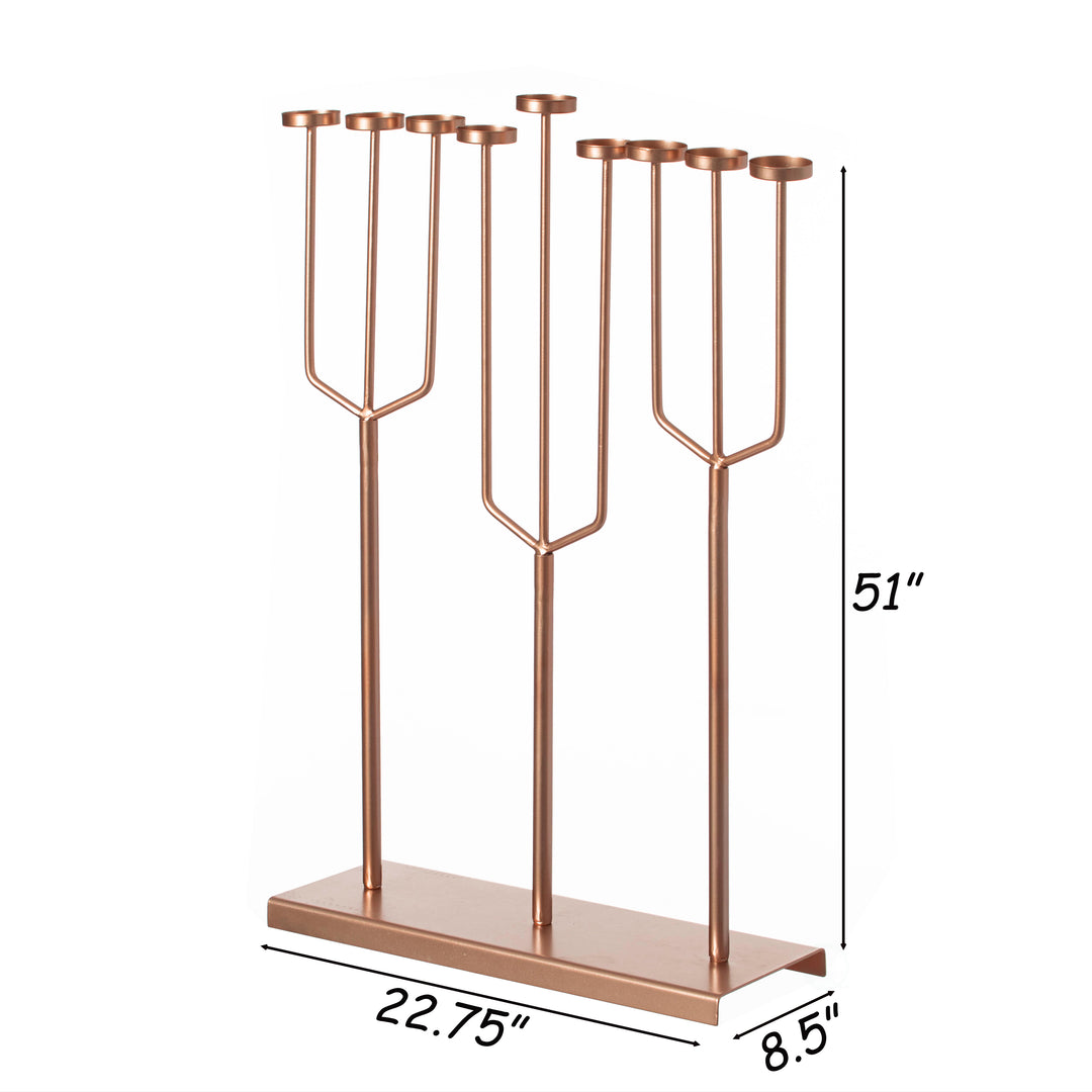 Modern Metal Hanukkah Menorah 9 Branch Tea Light Candle Holders 22.75" W Image 5