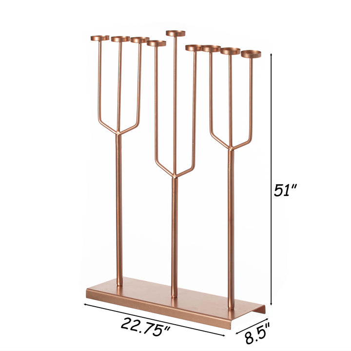 Modern Metal Hanukkah Menorah 9 Branch Tea Light Candle Holders 22.75" W Image 5