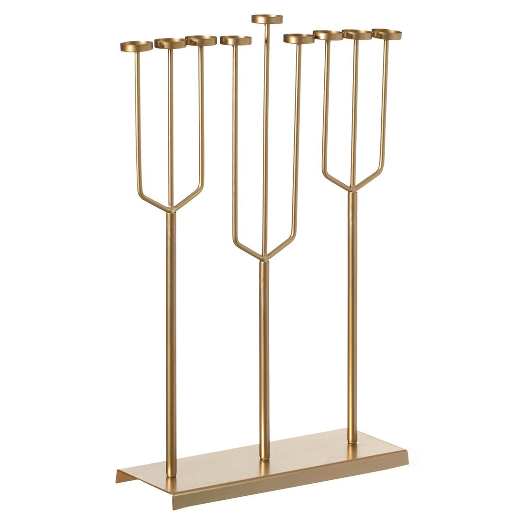 Modern Metal Hanukkah Menorah 9 Branch Tea Light Candle Holders 22.75" W Image 10