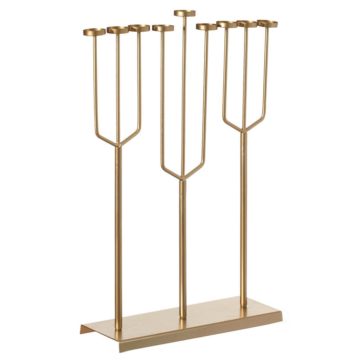 Modern Metal Hanukkah Menorah 9 Branch Tea Light Candle Holders 22.75" W Image 1