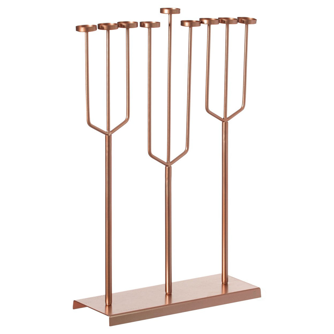 Modern Metal Hanukkah Menorah 9 Branch Tea Light Candle Holders 22.75" W Image 11