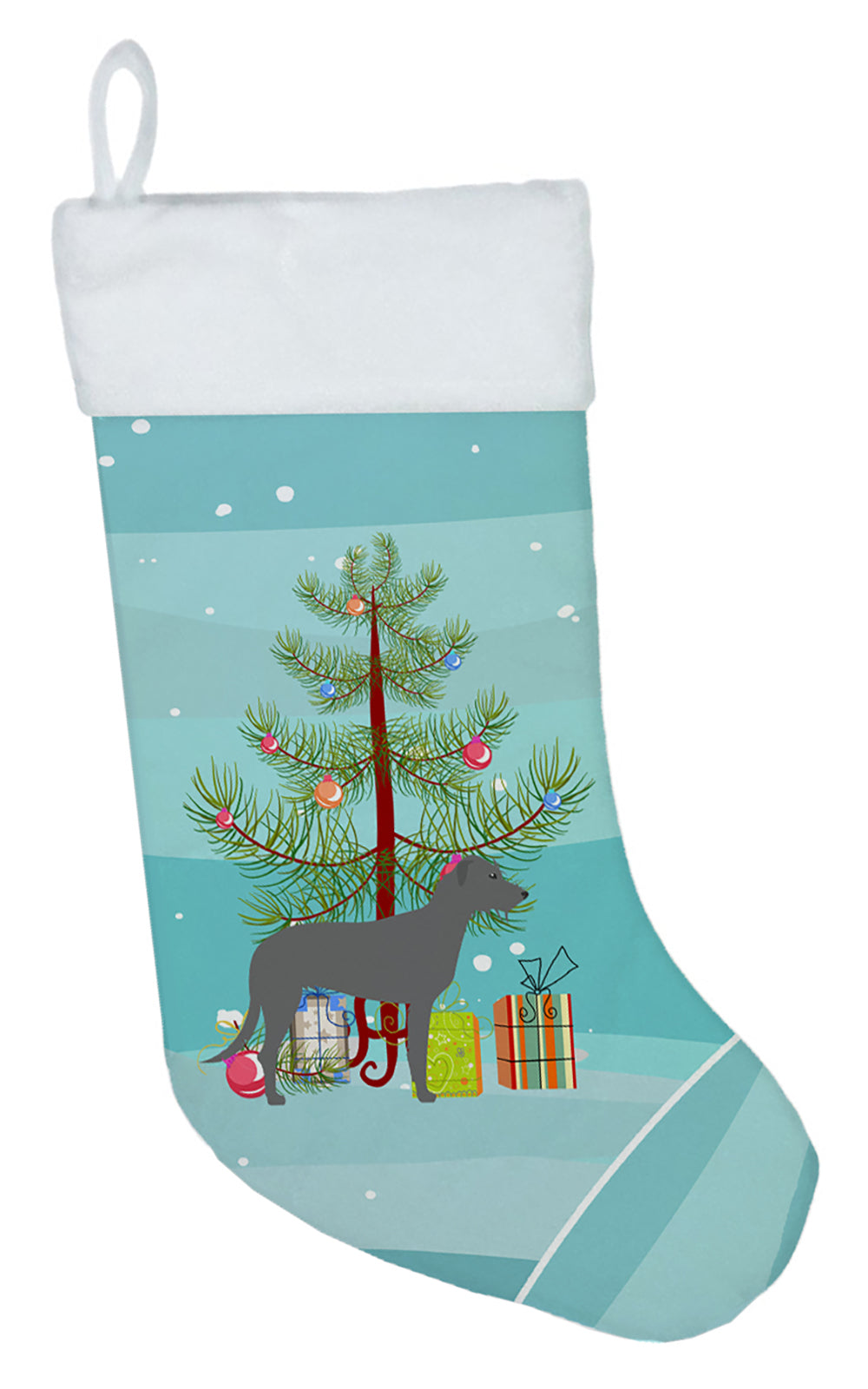 Irish Wolfhound Merry Christmas Tree Christmas Stocking Image 1