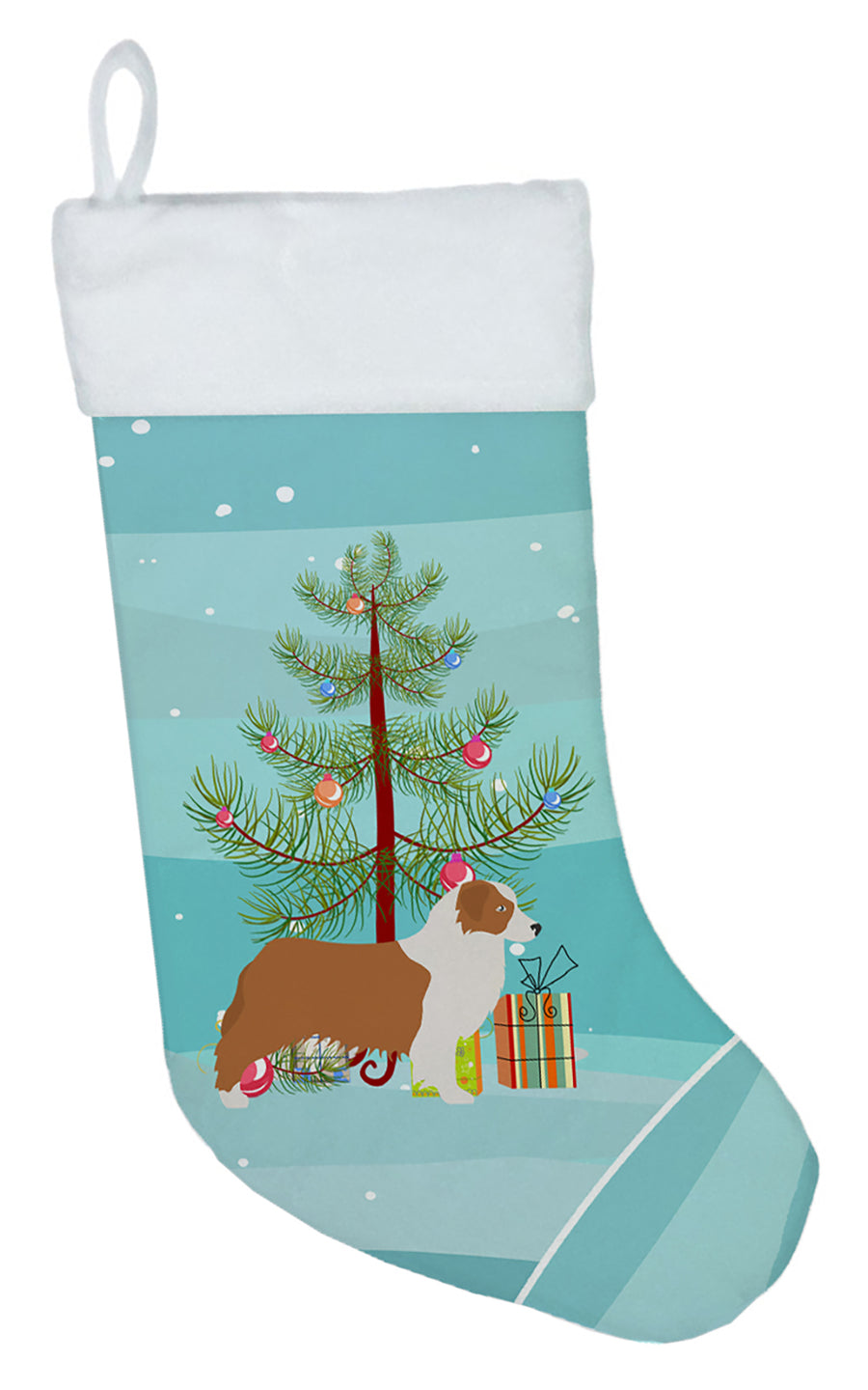 Australian Shepherd Dog Merry Christmas Tree Christmas Stocking Image 1