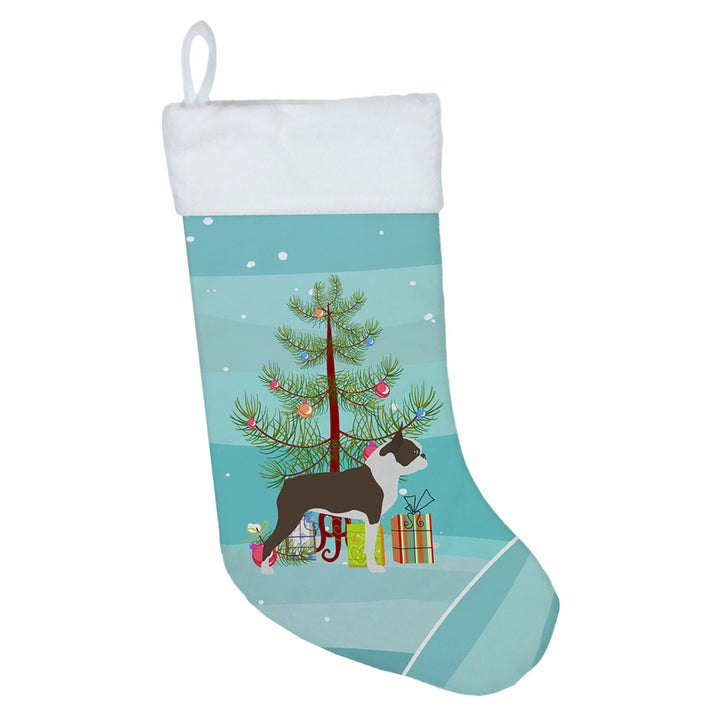 Boston Terrier Merry Christmas Tree Christmas Stocking Image 1