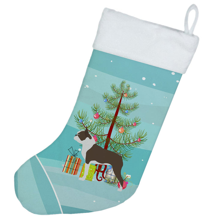 Boston Terrier Merry Christmas Tree Christmas Stocking Image 2