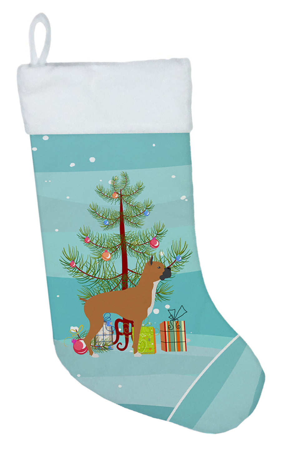 Boxer Merry Christmas Tree Christmas Stocking Image 1