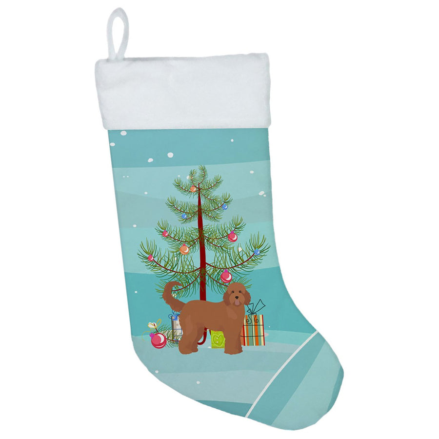 Tan Goldendoodle Christmas Tree Christmas Stocking Image 1