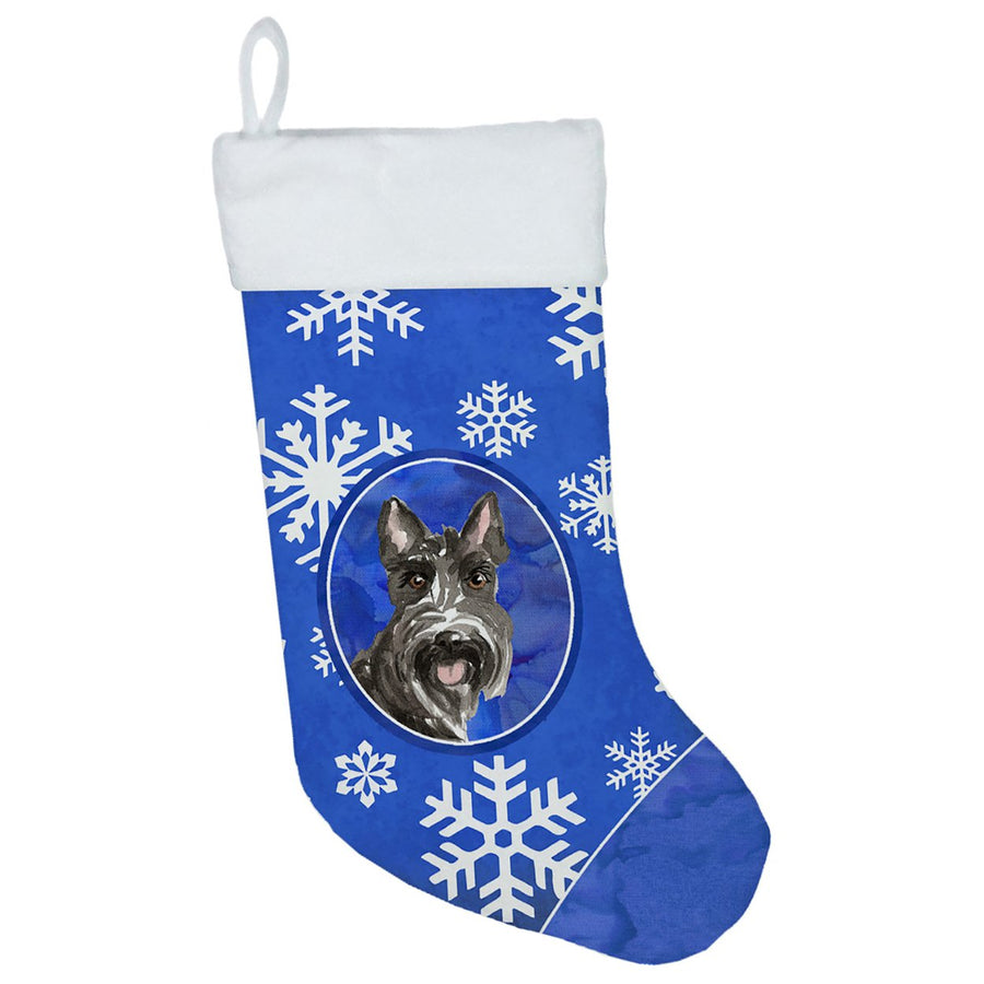 Scottish Terrier Winter Snowflakes Christmas Stocking Image 1