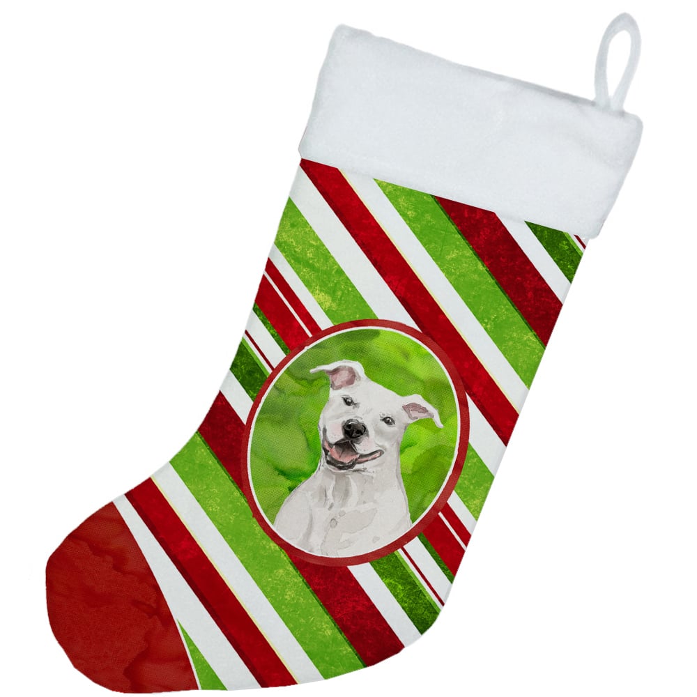 Christmas Snowflakes White Staffordshire Bull Terrier Christmas Stocking Image 2