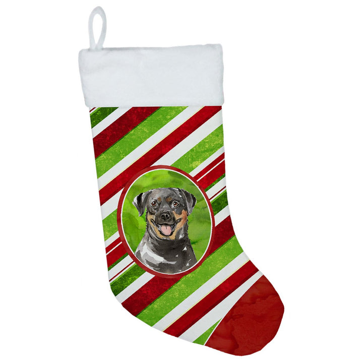 Rottweiler Christmas Candy Stripe Christmas Stocking Image 1