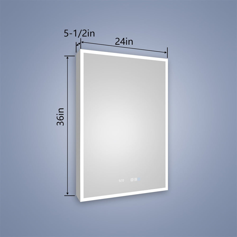 Rim 24" W x 36" H Led Lighted Medicine Cabinet Recessed or Surface with Mirrors Image 2