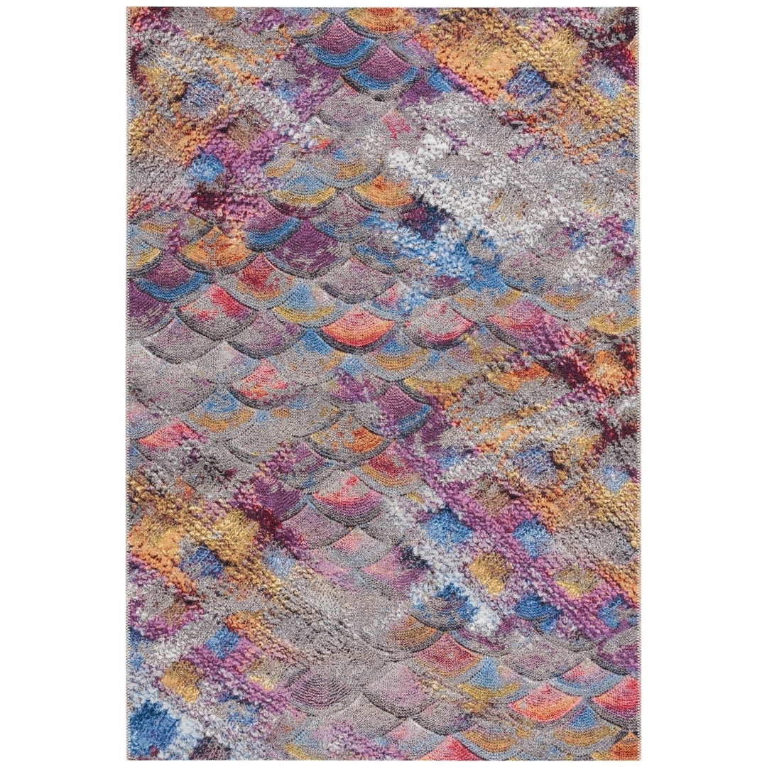 SAFAVIEH BAR547F Barbados 500 Grey Purple / Blue Gold Image 1