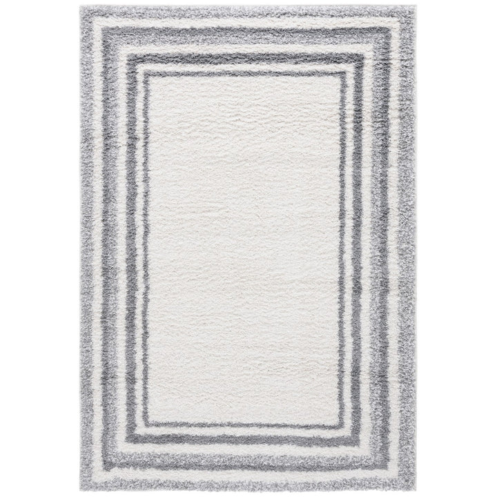 SAFAVIEH BSP251F Border and Stripe Shag 200 Ivory / Grey Image 1