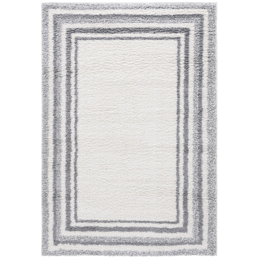 SAFAVIEH BSP251F Border and Stripe Shag 200 Ivory / Grey Image 1