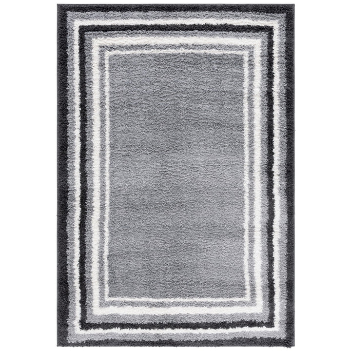 SAFAVIEH BSP251H Border and Stripe Shag 200 Grey / Black Image 1