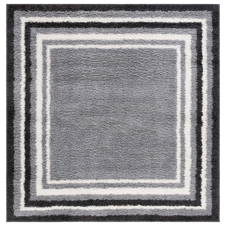 SAFAVIEH BSP251H Border and Stripe Shag 200 Grey / Black Image 3