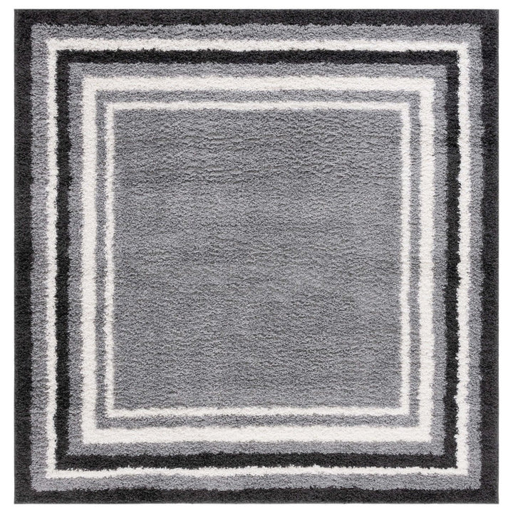 SAFAVIEH BSP251H Border and Stripe Shag 200 Grey / Black Image 1