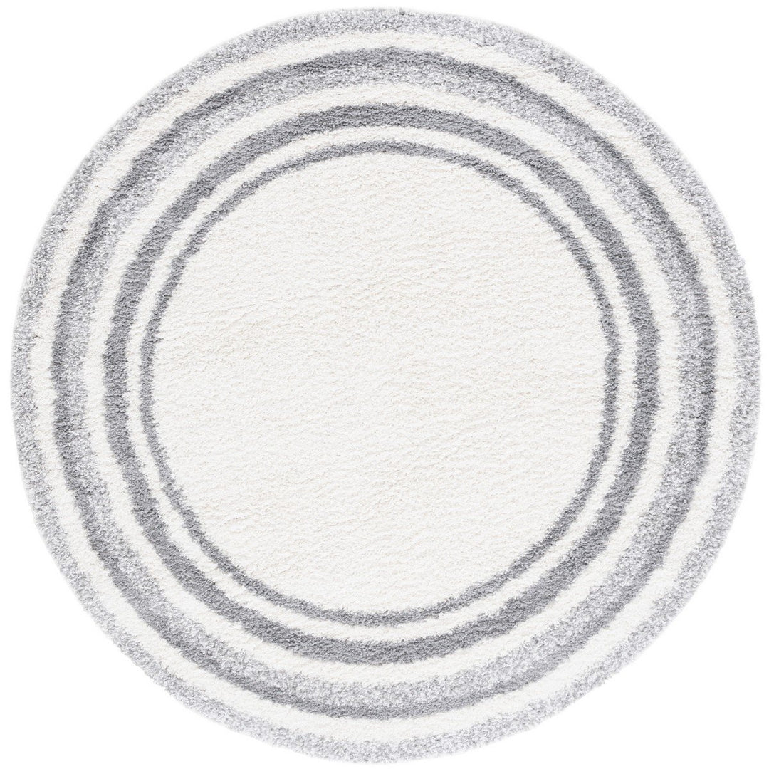 SAFAVIEH BSP251F Border and Stripe Shag 200 Ivory / Grey Image 1