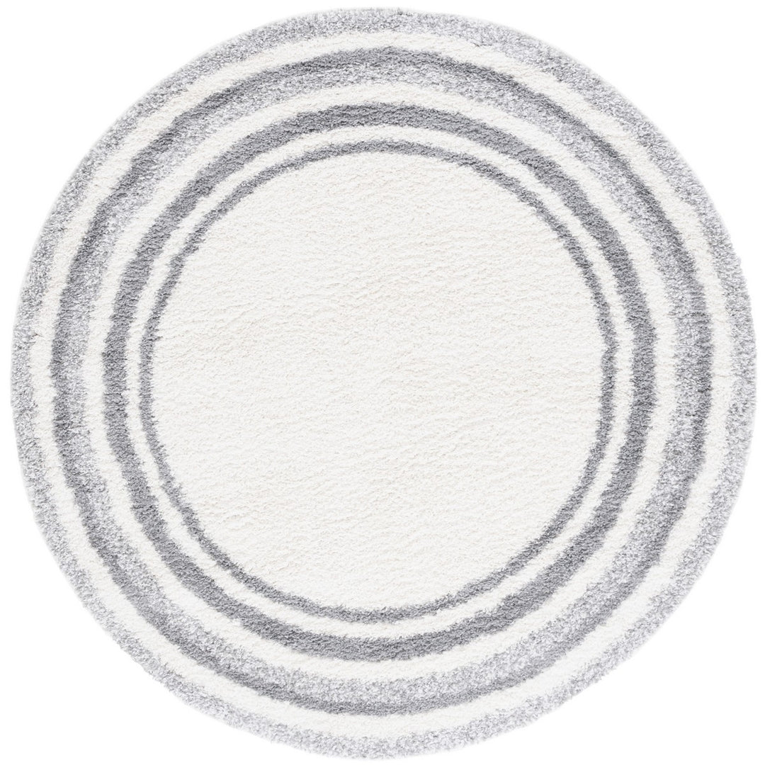 SAFAVIEH BSP251F Border and Stripe Shag 200 Ivory / Grey Image 1