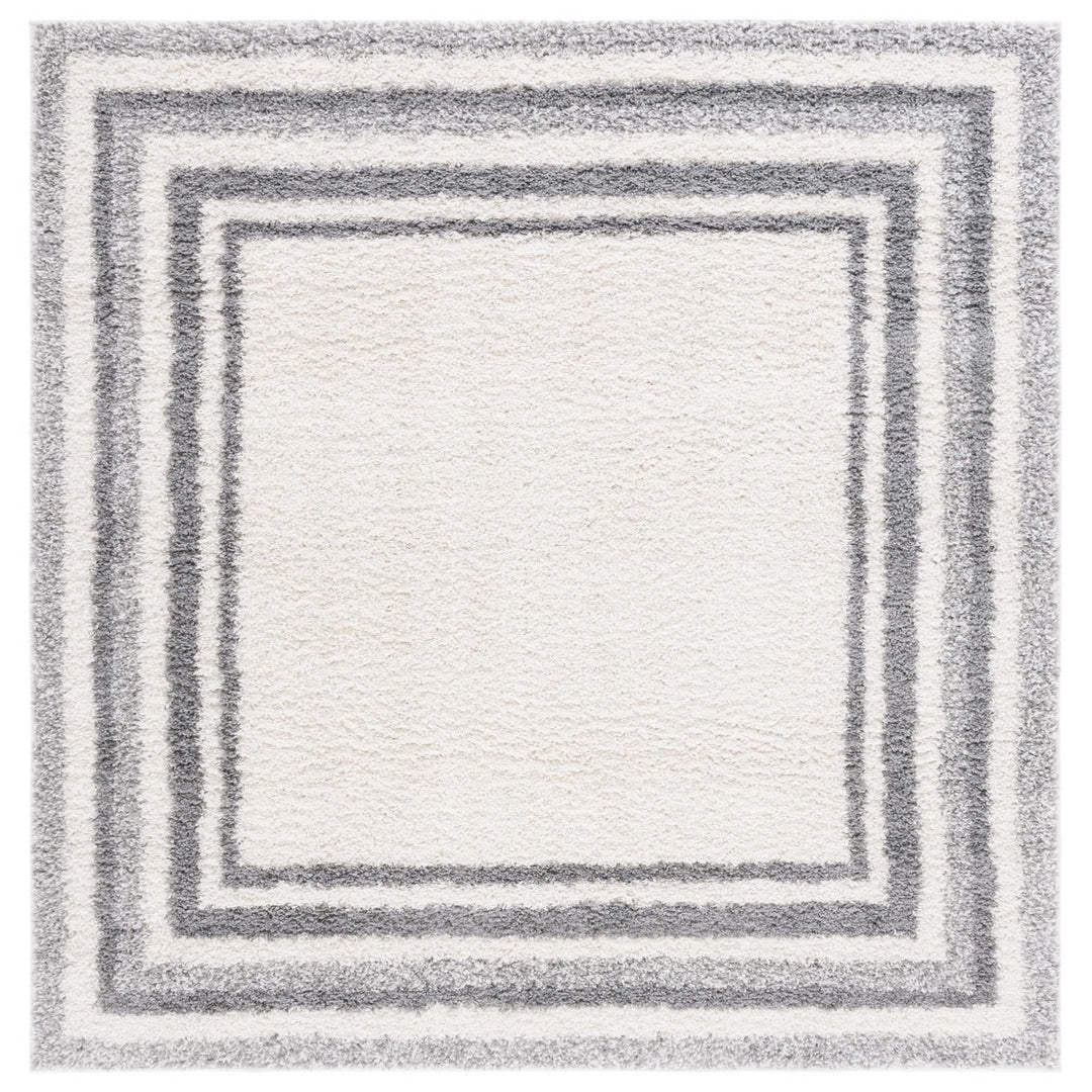 SAFAVIEH BSP251F Border and Stripe Shag 200 Ivory / Grey Image 3