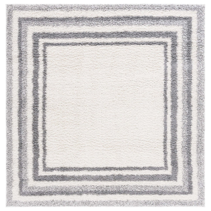 SAFAVIEH BSP251F Border and Stripe Shag 200 Ivory / Grey Image 3