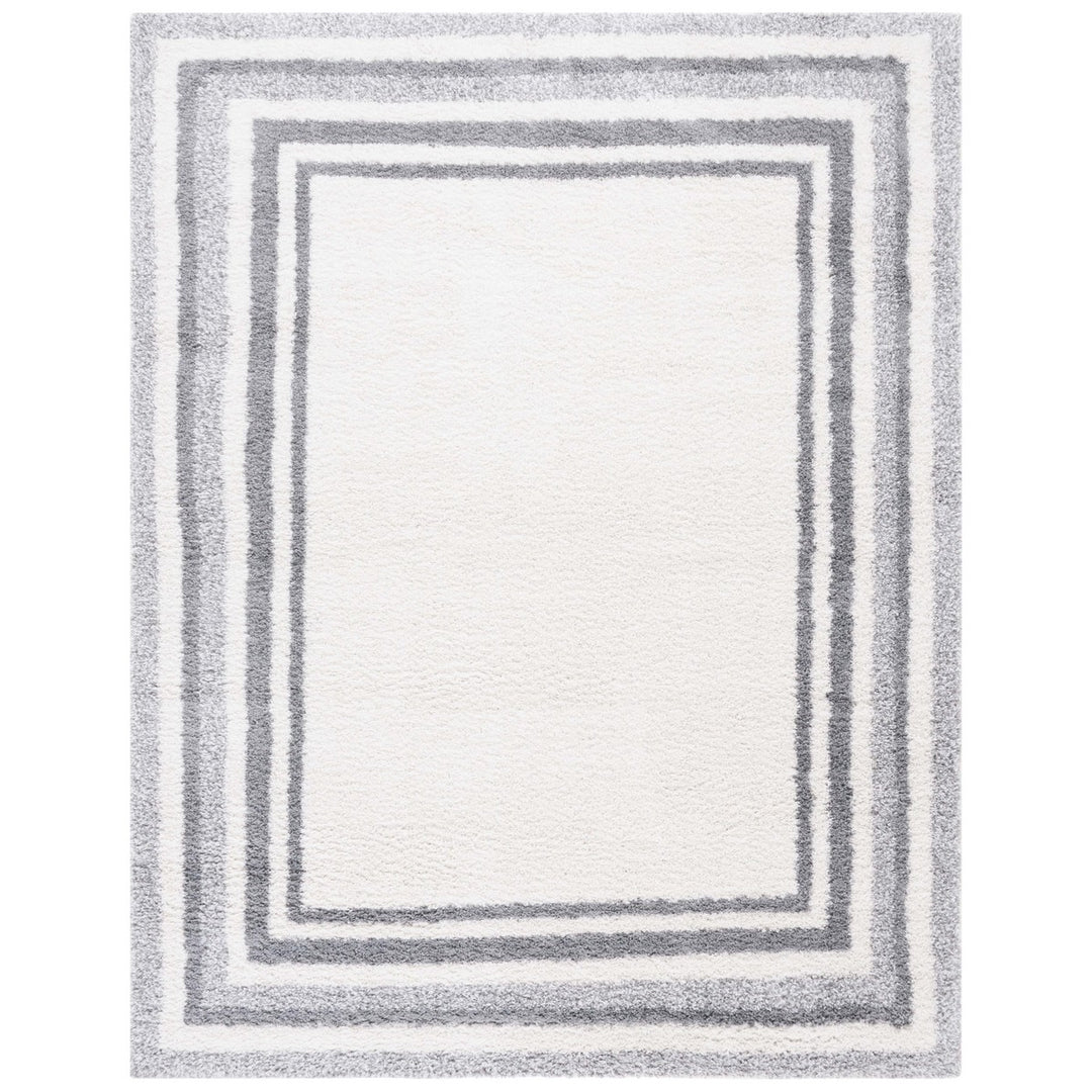 SAFAVIEH BSP251F Border and Stripe Shag 200 Ivory / Grey Image 4