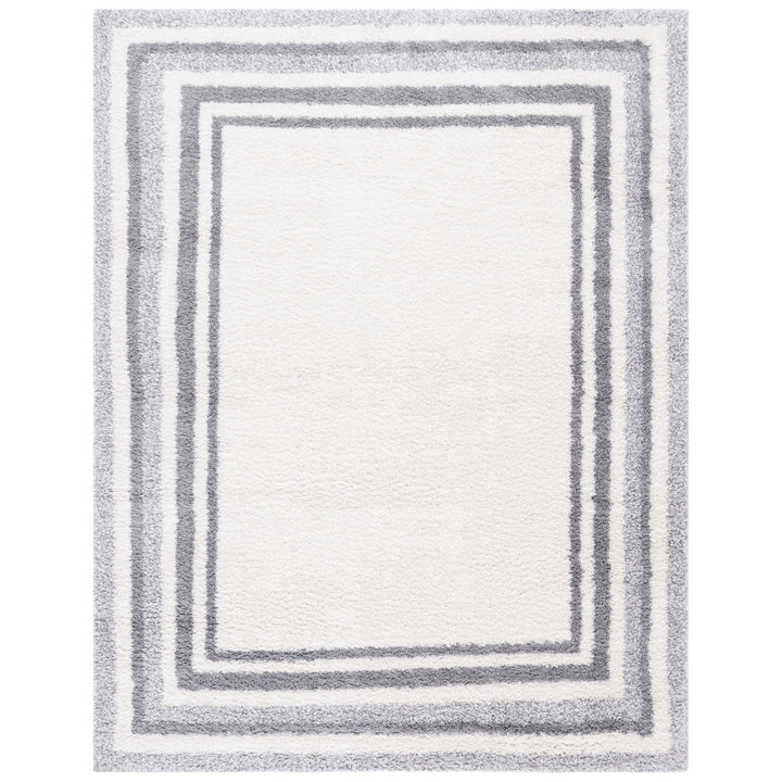 SAFAVIEH BSP251F Border and Stripe Shag 200 Ivory / Grey Image 4