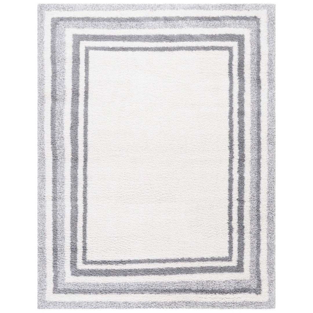 SAFAVIEH BSP251F Border and Stripe Shag 200 Ivory / Grey Image 1