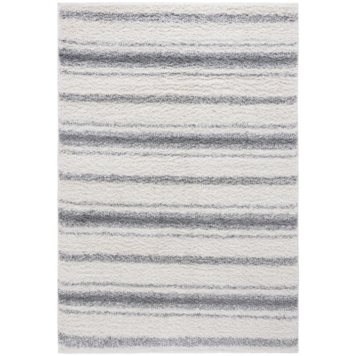 SAFAVIEH BSP252A Border and Stripe Shag 200 Ivory / Grey Image 1