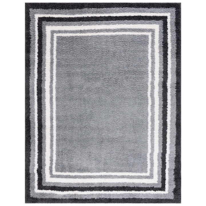 SAFAVIEH BSP251H Border and Stripe Shag 200 Grey / Black Image 1