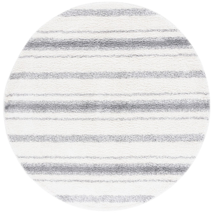 SAFAVIEH BSP252A Border and Stripe Shag 200 Ivory / Grey Image 2