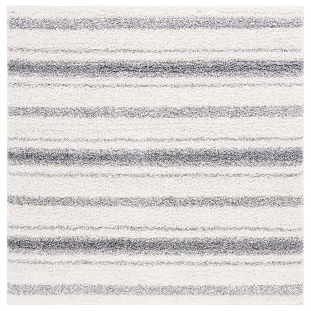 SAFAVIEH BSP252A Border and Stripe Shag 200 Ivory / Grey Image 3