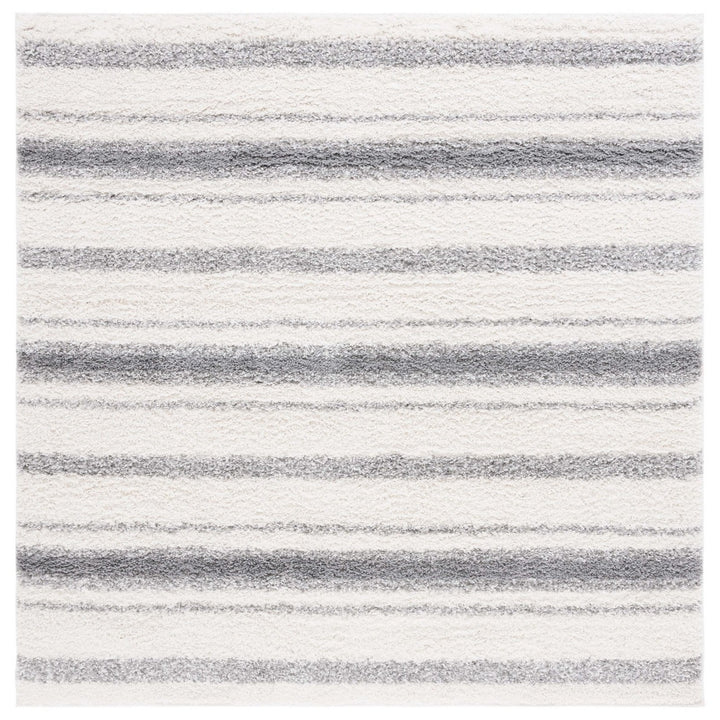 SAFAVIEH BSP252A Border and Stripe Shag 200 Ivory / Grey Image 3