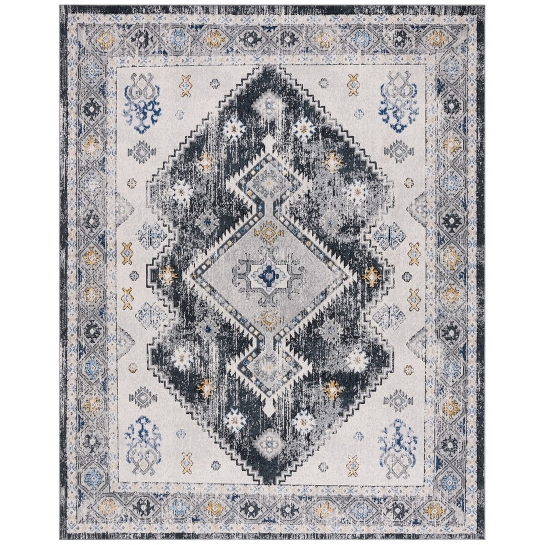 SAFAVIEH ODY858G Odyssey Dark Grey / Blue Gold Image 4