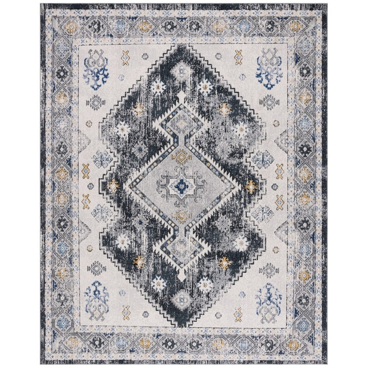 SAFAVIEH ODY858G Odyssey Dark Grey / Blue Gold Image 4