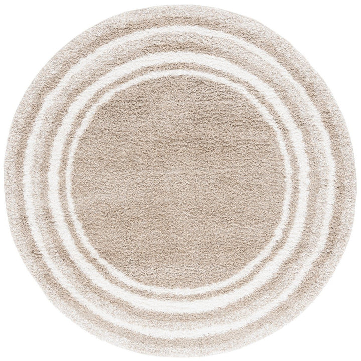 SAFAVIEH BSP251B Border and Stripe Shag 200 Beige / Ivory Image 1