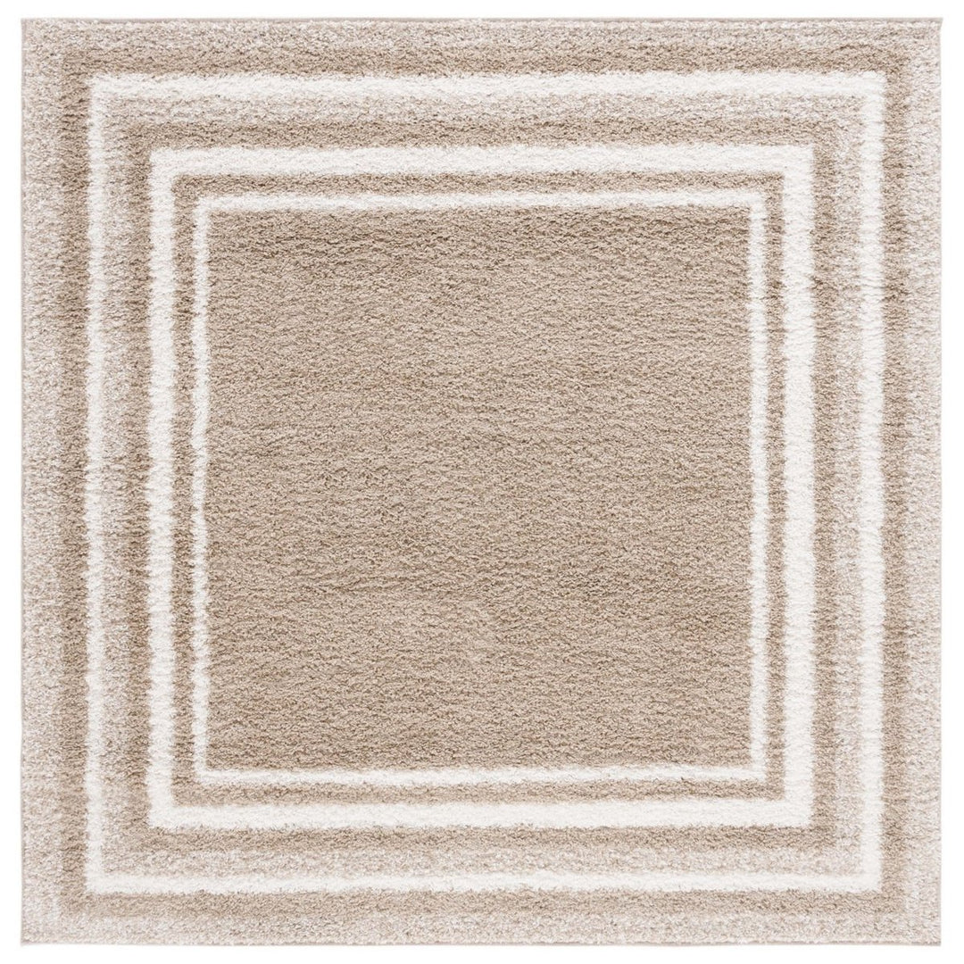 SAFAVIEH BSP251B Border and Stripe Shag 200 Beige / Ivory Image 1