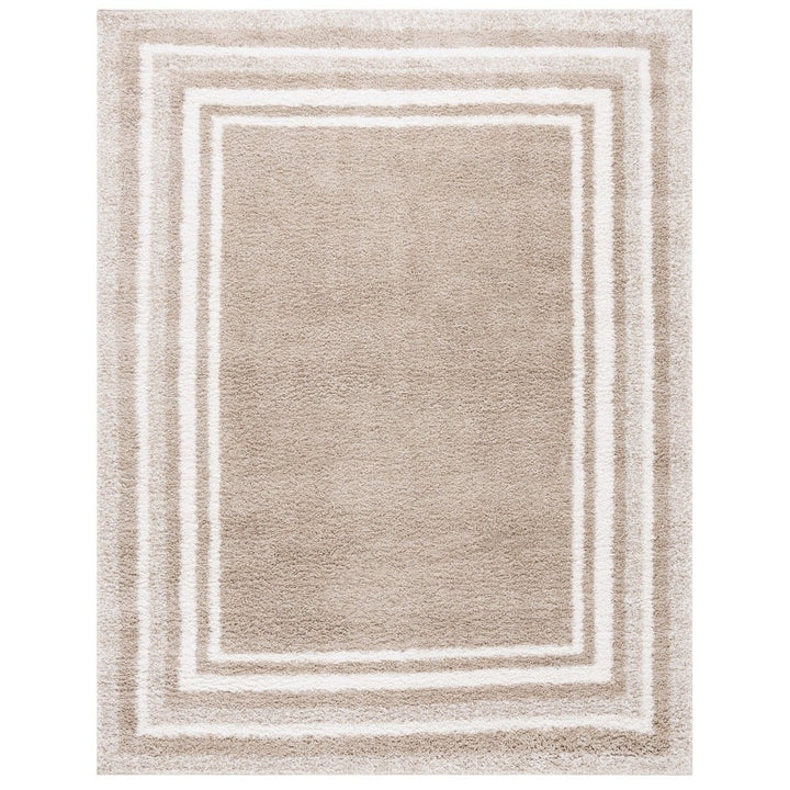 SAFAVIEH BSP251B Border and Stripe Shag 200 Beige / Ivory Image 1