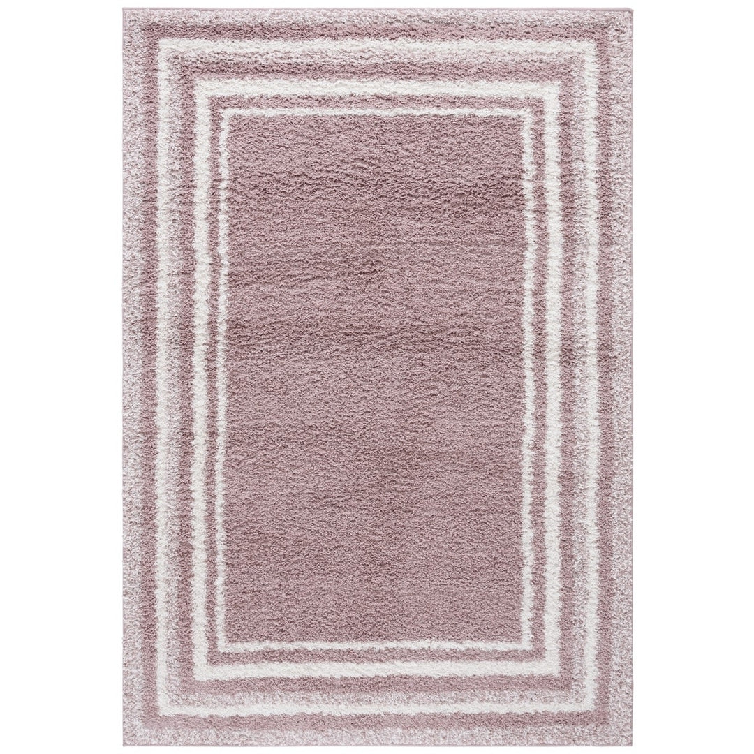 SAFAVIEH BSP251U Border and Stripe Shag 200 Pink / Ivory Image 1