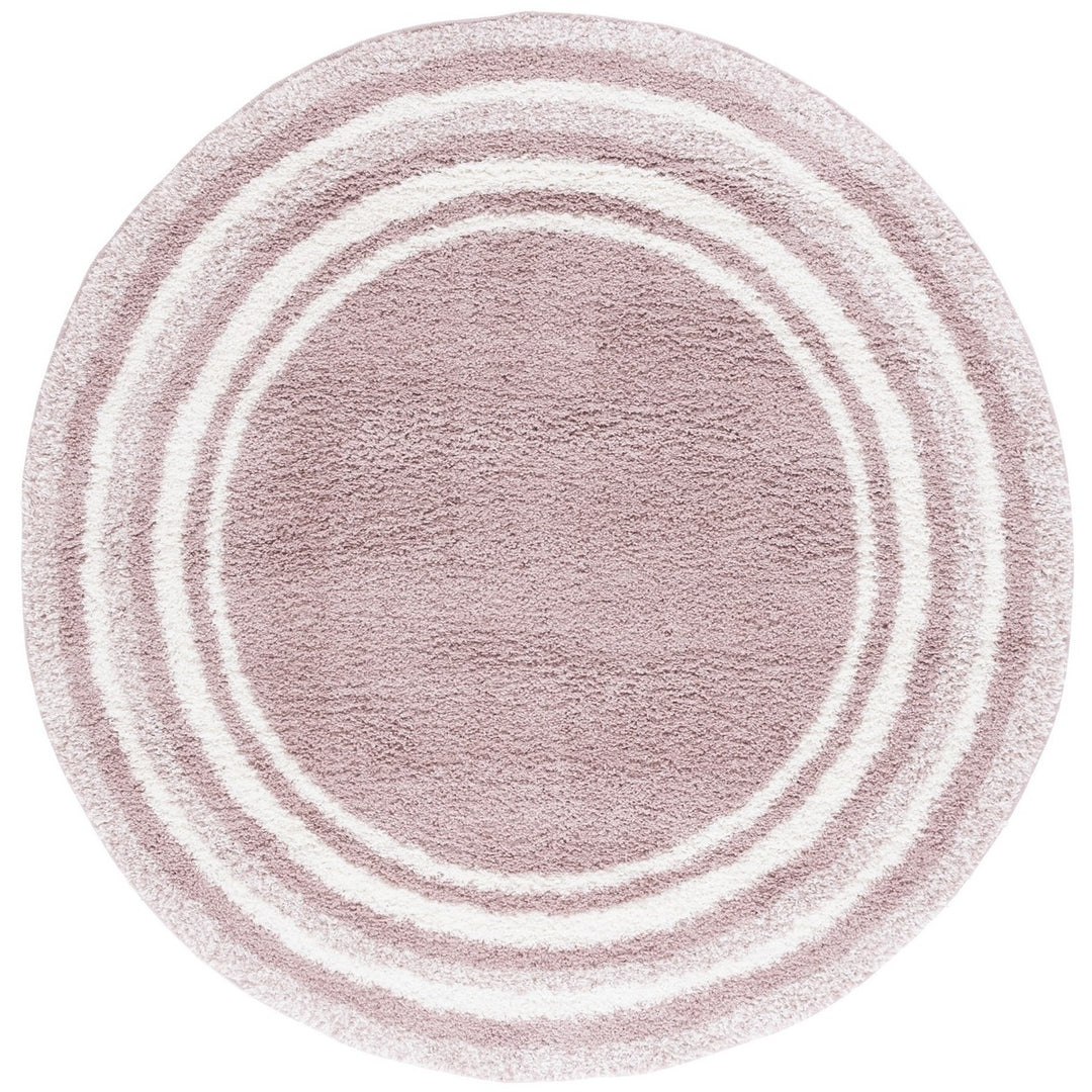 SAFAVIEH BSP251U Border and Stripe Shag 200 Pink / Ivory Image 2