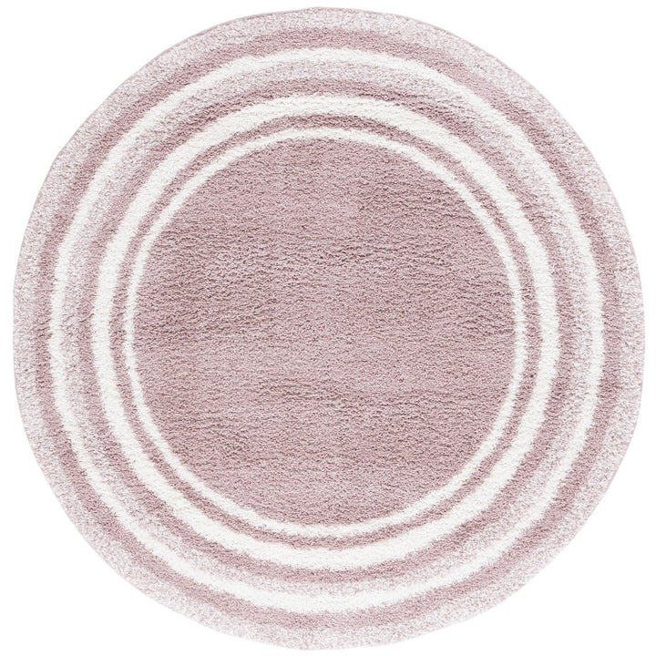 SAFAVIEH BSP251U Border and Stripe Shag 200 Pink / Ivory Image 1