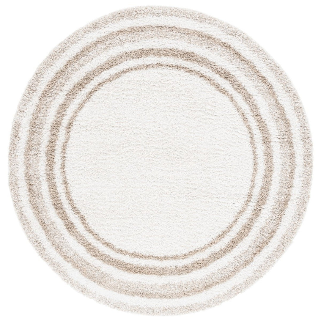 SAFAVIEH BSP251A Border and Stripe Shag 200 Ivory / Beige Image 1