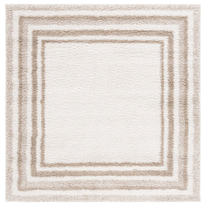 SAFAVIEH BSP251A Border and Stripe Shag 200 Ivory / Beige Image 1