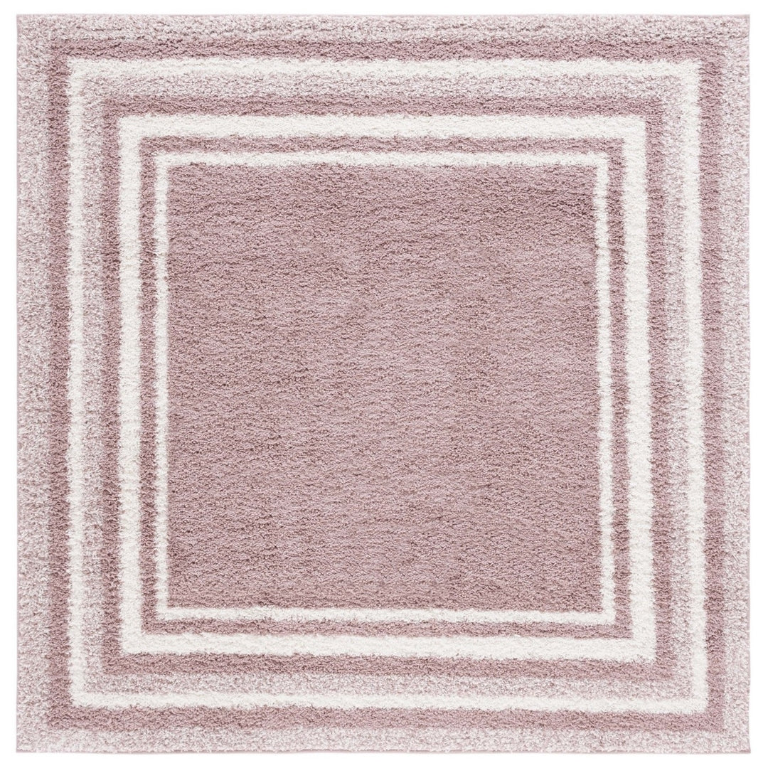 SAFAVIEH BSP251U Border and Stripe Shag 200 Pink / Ivory Image 3