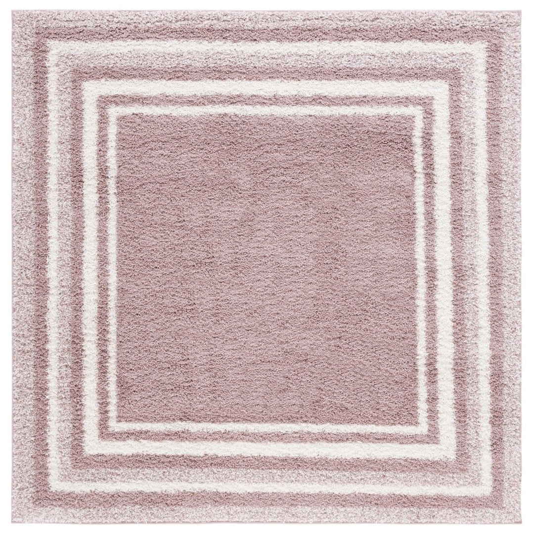 SAFAVIEH BSP251U Border and Stripe Shag 200 Pink / Ivory Image 1