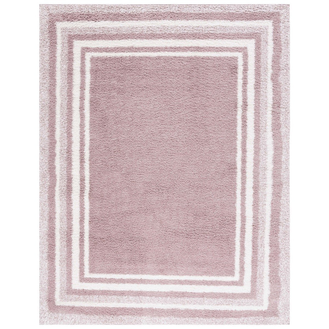 SAFAVIEH BSP251U Border and Stripe Shag 200 Pink / Ivory Image 1