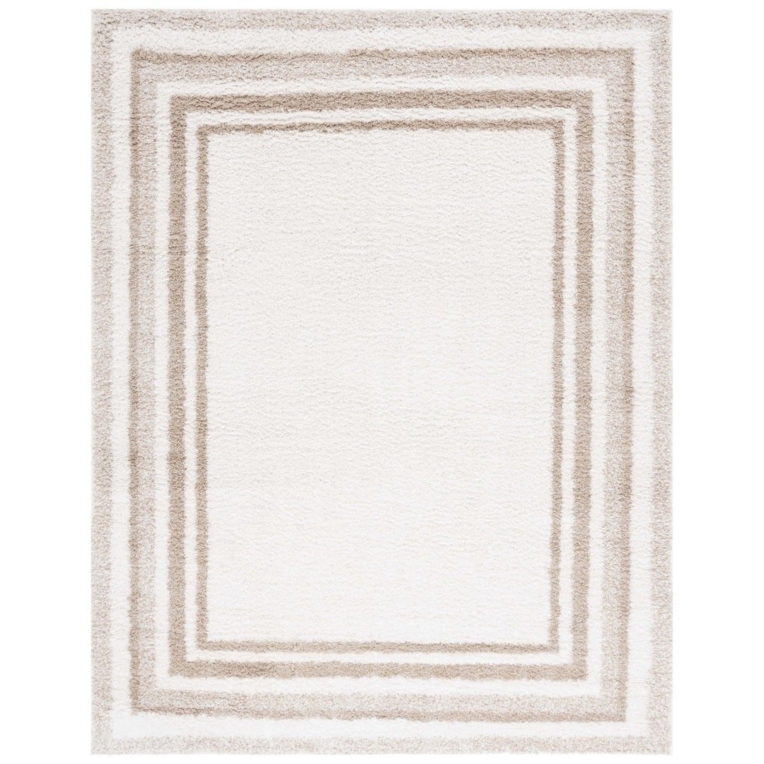 SAFAVIEH BSP251A Border and Stripe Shag 200 Ivory / Beige Image 1