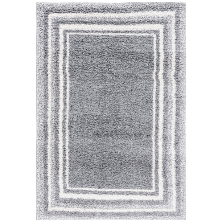 SAFAVIEH BSP251G Border and Stripe Shag 200 Grey / Ivory Image 1